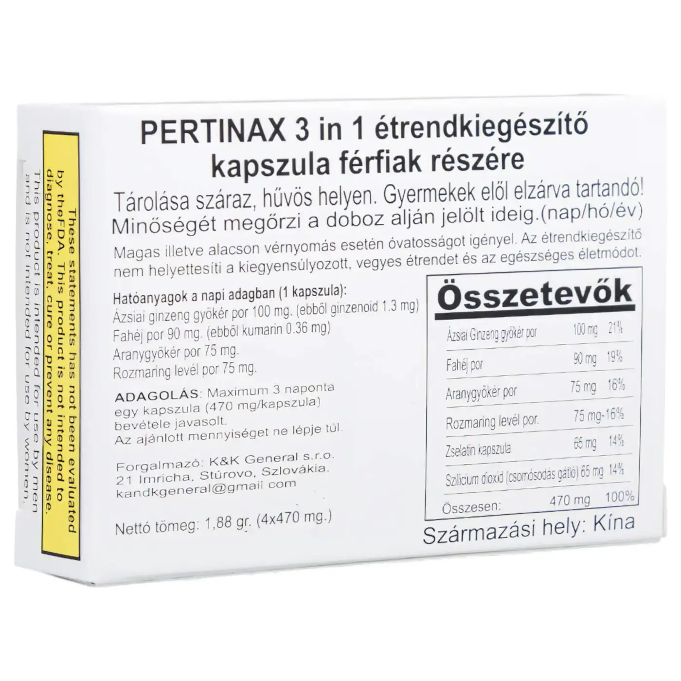 Pertinax 3in1 potencianövelő kapszula férfiaknak 4db_2 Pertinax 3in1 potencianövelő