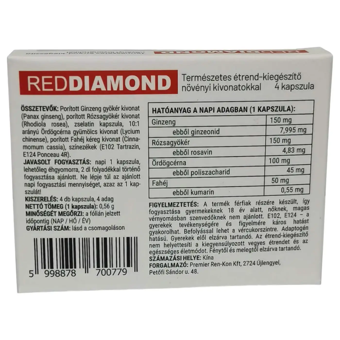 Red Diamond természetes potencianövelő férfiaknak 4 db_2 Red Diamond természetes potencianövelő férfiaknak 4 db